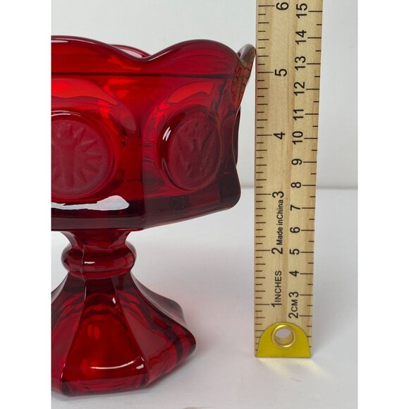 Vintage Fostoria Wedding Bowl with Lid Coin Glass Ruby Red 8 1/4" - Picture 9 of 10